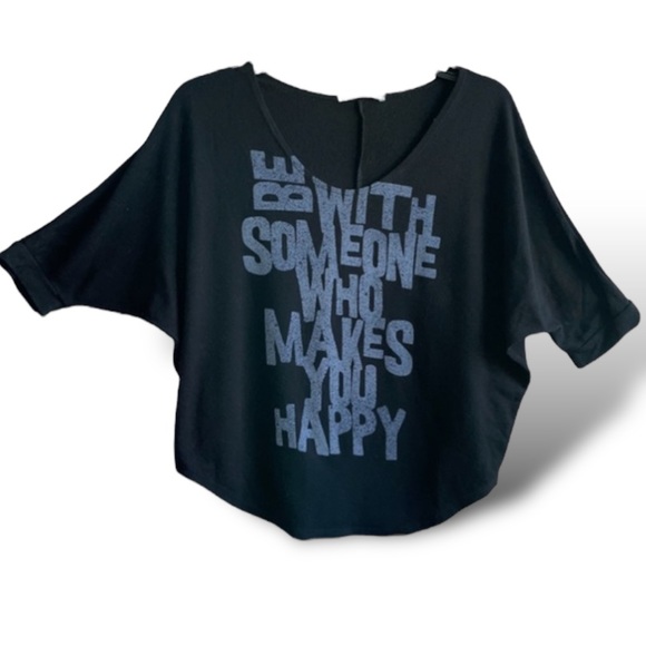 Bui-yah-kah shirt Women large be with some that makes you happy Black top tee* - Picture 1 of 5